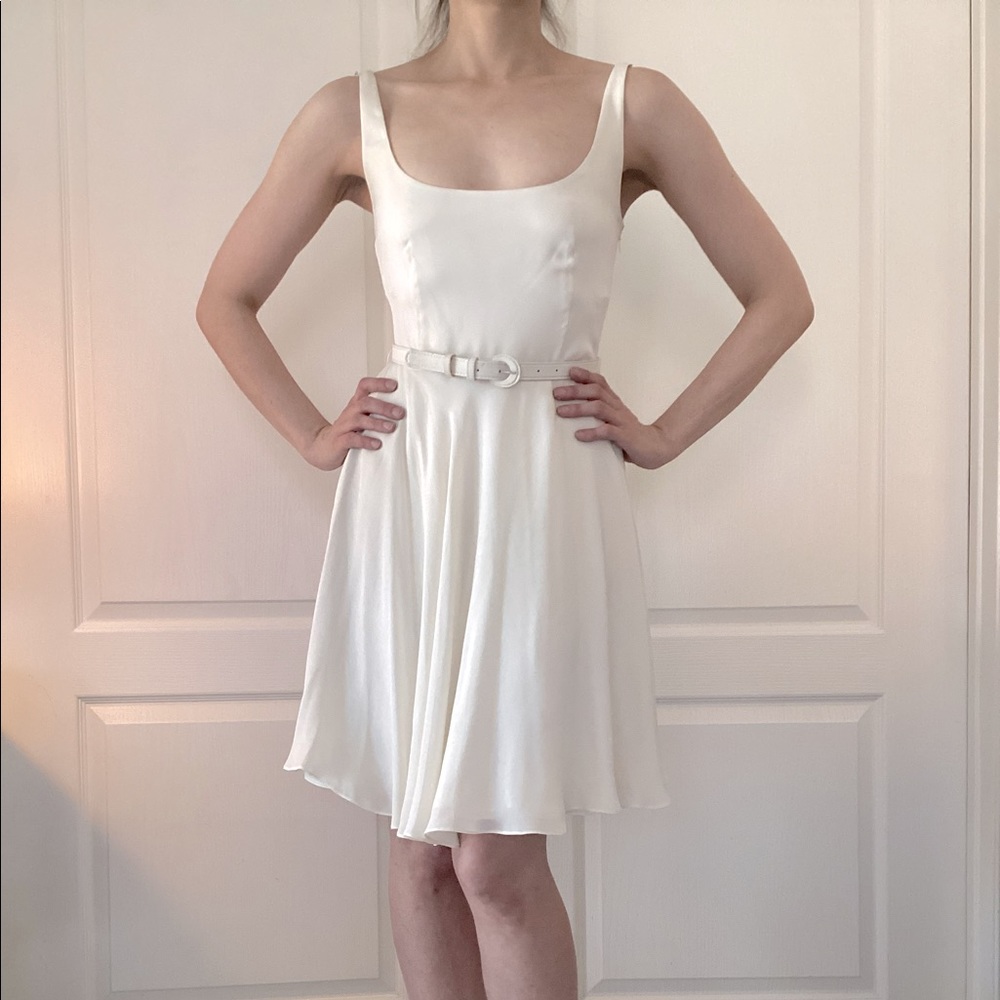 Polo Ralph Lauren White Silk Belted Dress Size 2